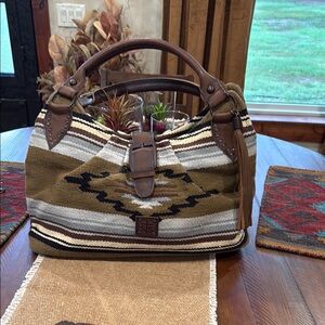 STS Ranchwear Olive Brown Tan Striped Southwestern Shoulder Bag